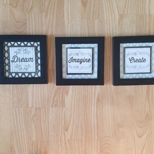 Dream, Create and Imagine 7.5x7.5 photos with black frames